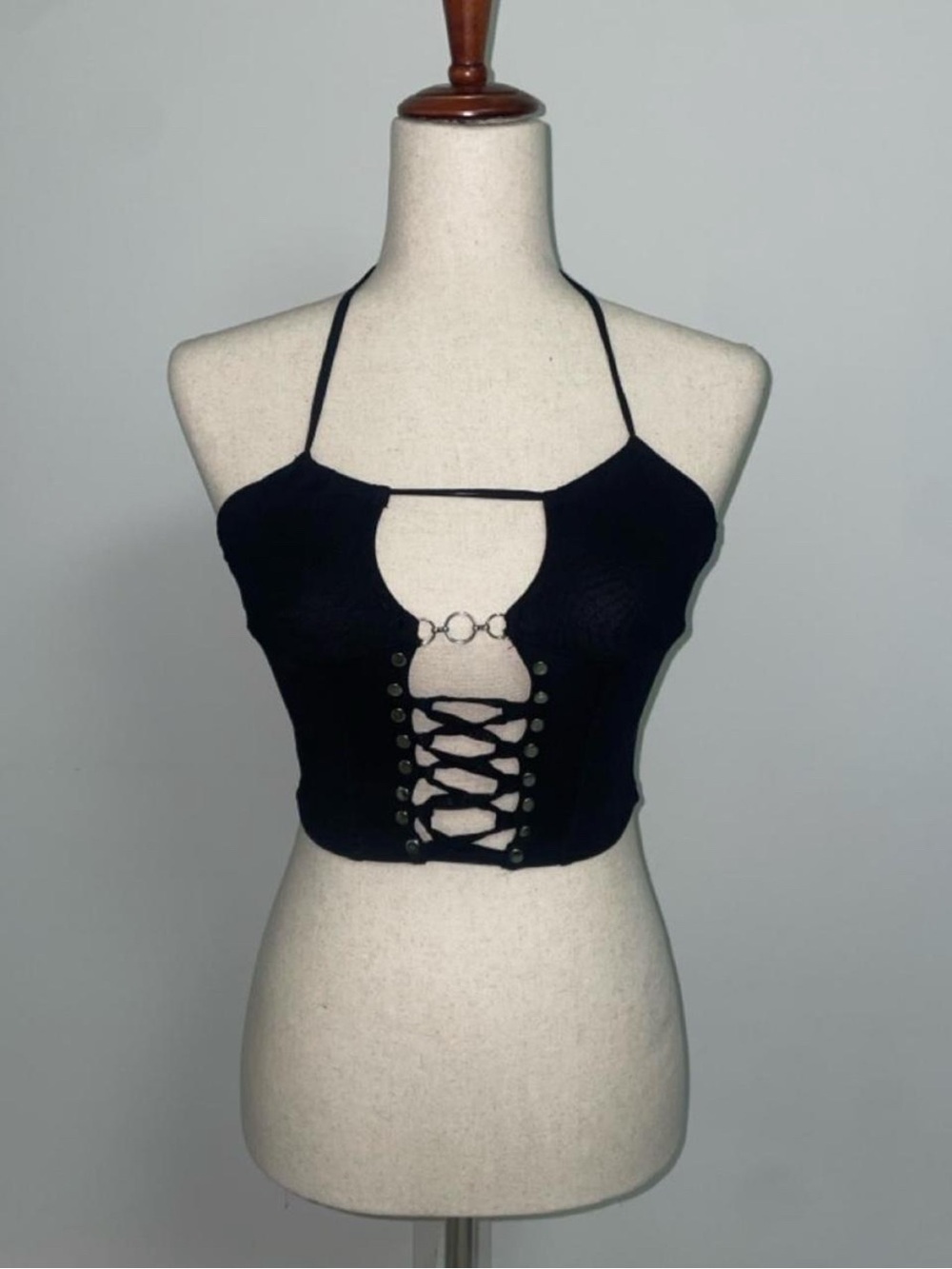 Black Outcast halter/corset crop top